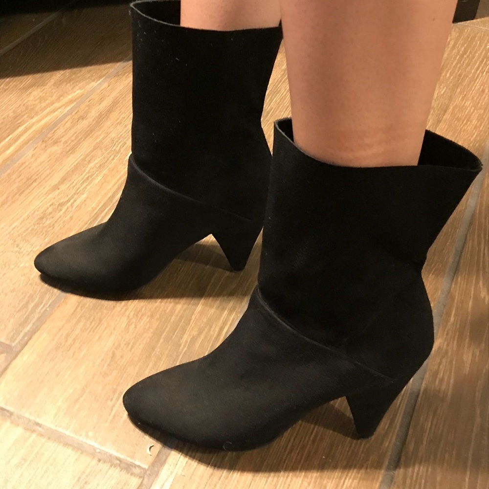 Black Suede Heeled Boots